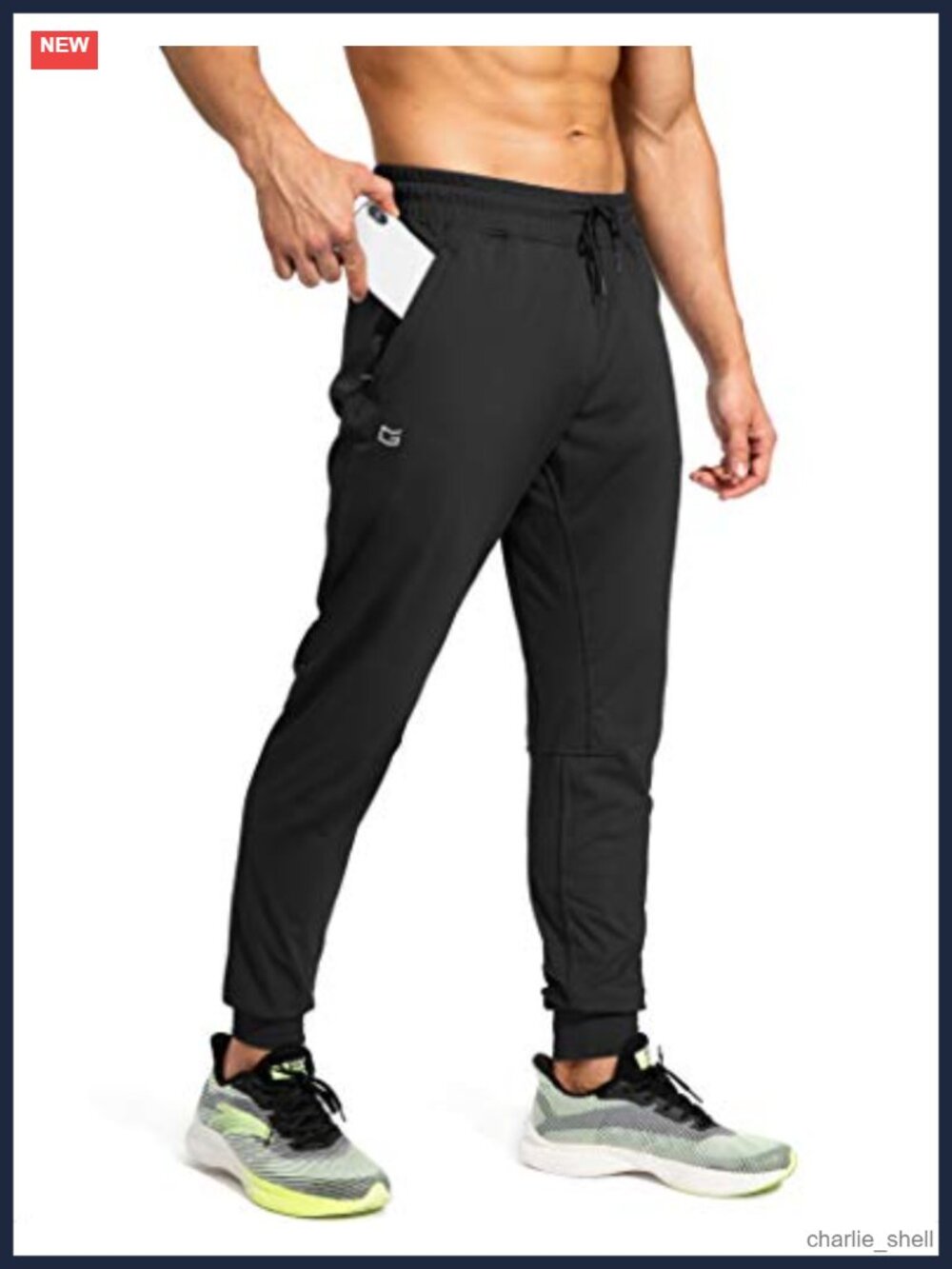 Men's Athletic Sweatpants with Zipper Pockets Track Pants for Running Workout